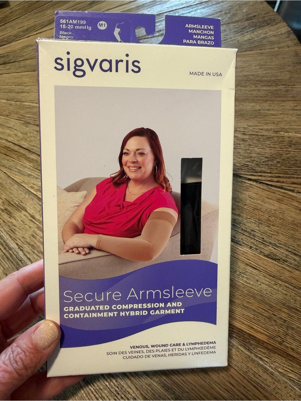 Sigvaris Lymphedema Compression Arm Sleeve 15-20 mmHg Medium M1 Black New